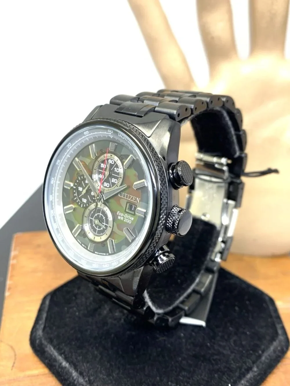 Citizen Men's Watch Nighthawk CA0805-53X Eco-Drive Chronograph Camo Black Steel